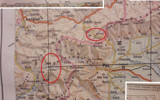 Harta vështruese-topografike 1:500.000 e Institutit Ushtarako-Gjeografik të Beogradit