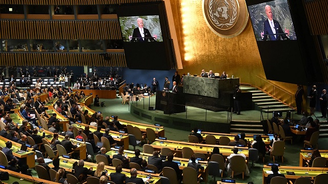 Joe Biden gjatë fjalimit në Asamblenë e Përgjithshme të OKB-së